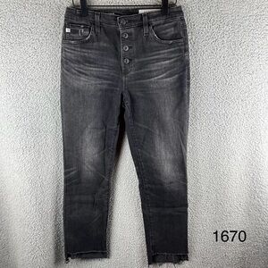 AG Women’s Size‎ 28 The Isabelle Button-up High-rise Straight Faded Black Jeans